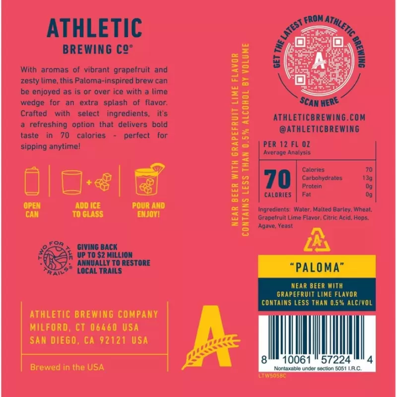 Athletic Brewing Non-Alcoholic Paloma 4pk