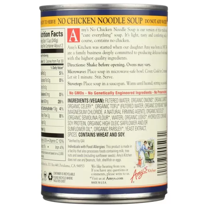 Amy's Soup No Chicken Noodle Amy's Soup No Chicken Noodle