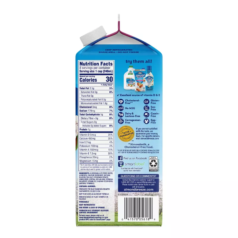 Almond Breeze Non-Dairy Almond Milk Unsweetened Vanilla Almond Breeze Non-Dairy Almond Milk Unsweetened Vanilla