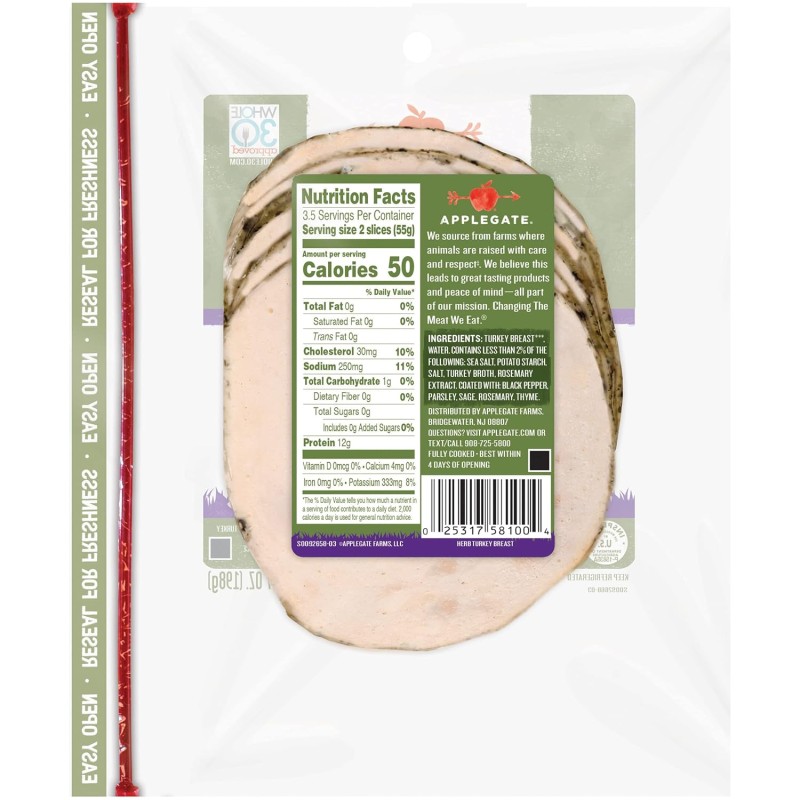 Applegate Natural Herb Turkey Breast Sliced Applegate Natural Herb Turkey Breast Sliced