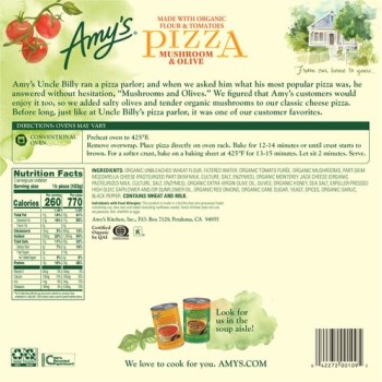 Amy's Pizza Mushroom & Olive