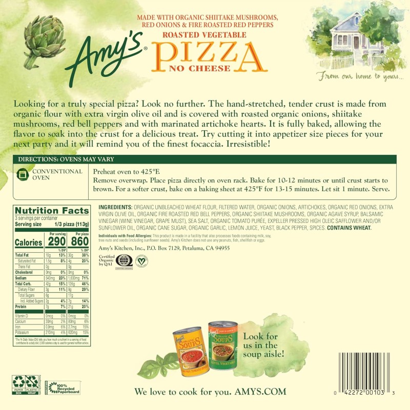 Amy's Pizza No Cheese Amy's Pizza No Cheese