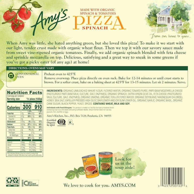 Amy's Pizza Spinach Amy's Pizza Spinach
