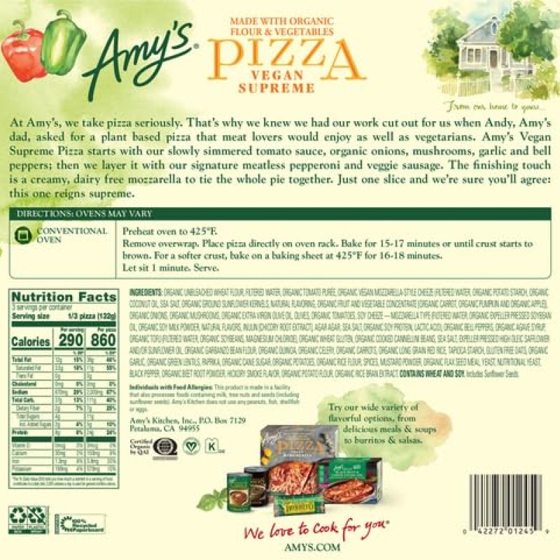 Amy's Pizza Vegan Supreme Amy's Pizza Vegan Supreme