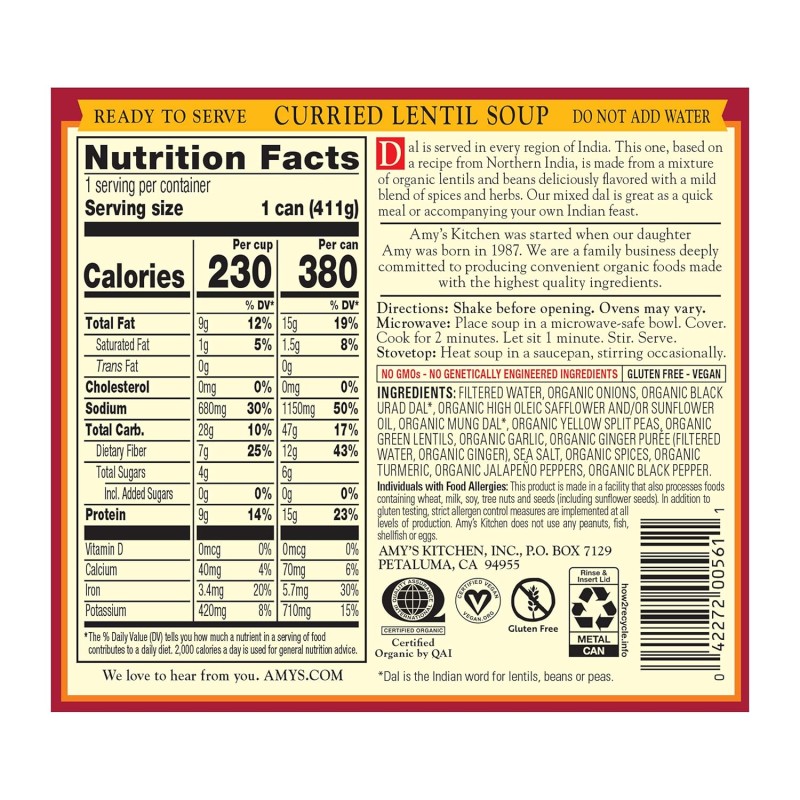 Amys Soup Curried Lentil Gluten Free Amys Soup Curried Lentil Gluten Free