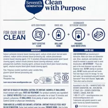 Seventh Generation Dish Pacs Free And Clear 20 PKS