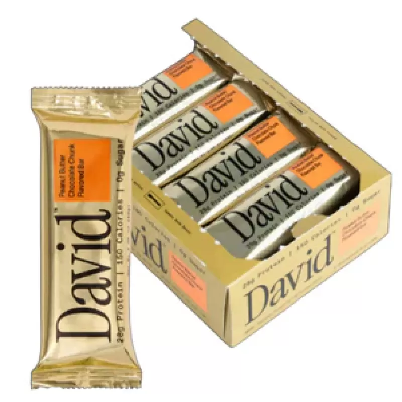 David Salted Peanut Butter Chocolate Chunk Flavored Protein Bar David Salted Peanut Butter Chocolate Chunk Flavored Protein Bar
