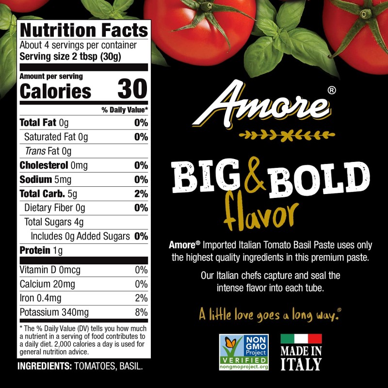 Amore Basil Tomato Paste 4.5 Tube Amore Basil Tomato Paste 4.5 Tube