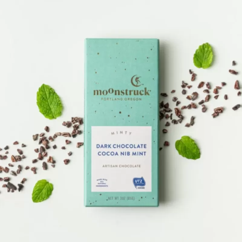 Moonstruck Minty Dark Chocolate Cocoa Nib Bar