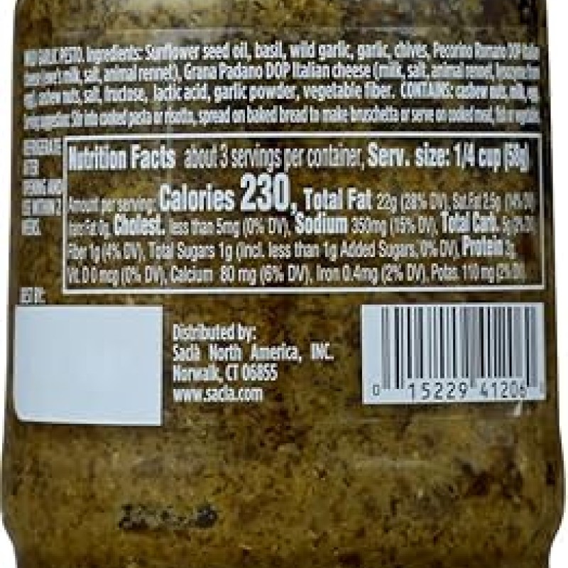Sacla Italian Pesto Wild Garlic Net Wt 6.7 OZ