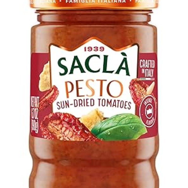 Sacla Sun-Dried Tomato Pesto 6.7 oz Glass Jar