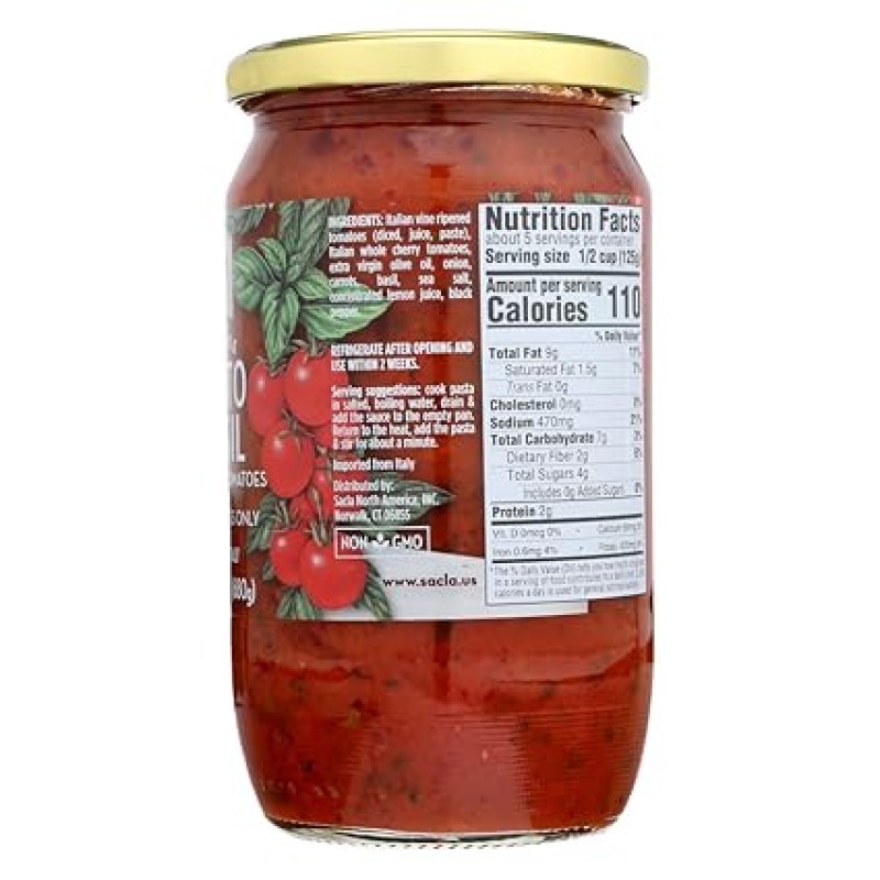Sacla Tomato & Roasted Garlic Pasta Sauce 24 Oz