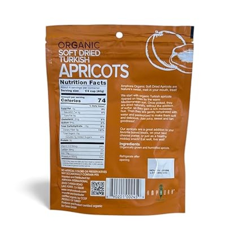 Amphora Organic Soft Dried Fruit Turkish Apricots