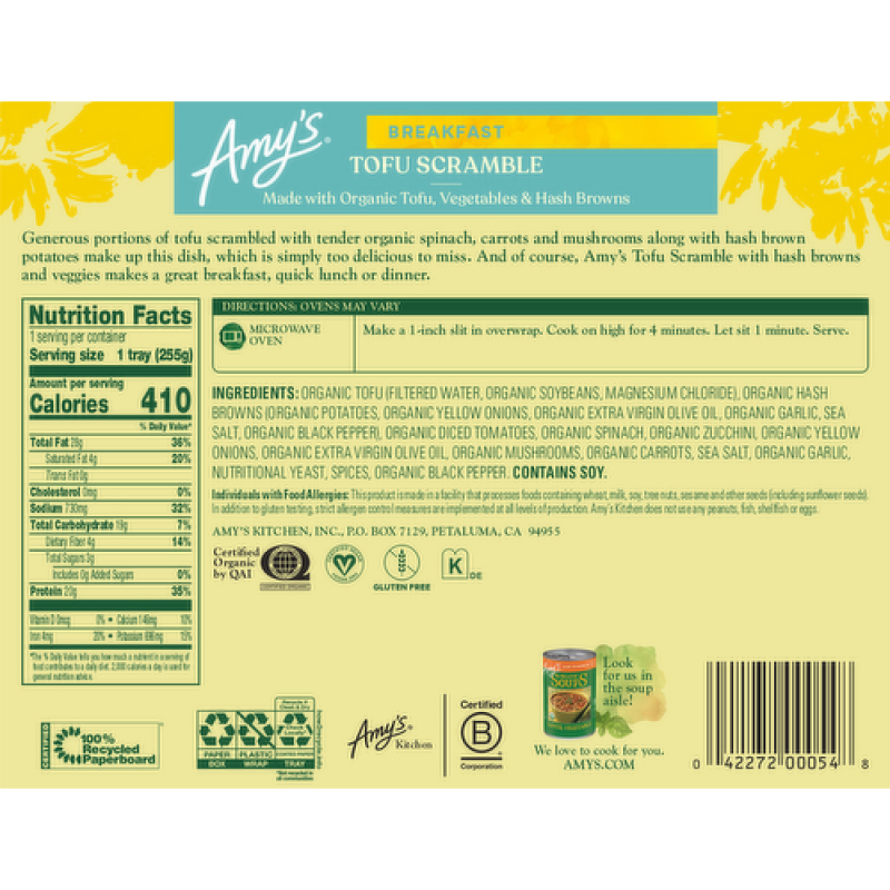 Amy's Breakfast Tofu Scramble