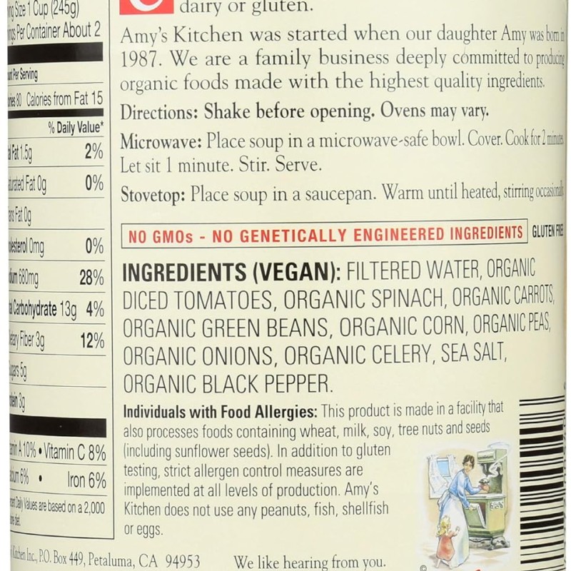 Amy'S Organic Fat Free Chunky Vegetable Soup, 14.3-OZ Amy'S Organic Fat Free Chunky Vegetable Soup, 14.3-OZ