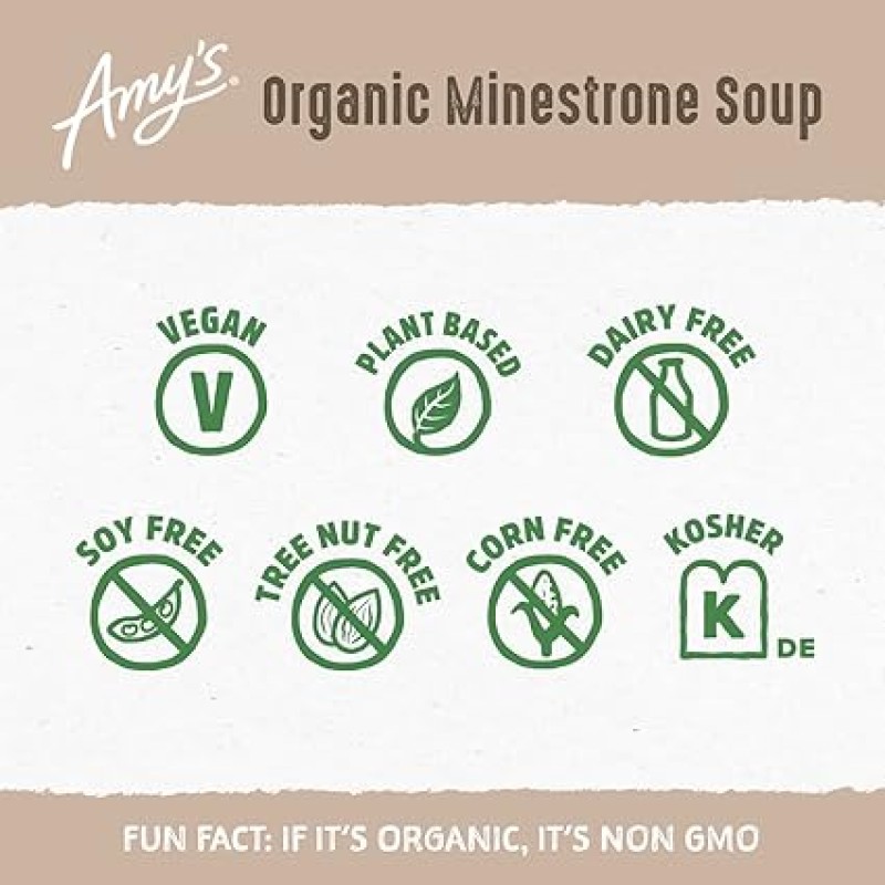 Amy''s organic minestrone soups Amy''s organic minestrone soups