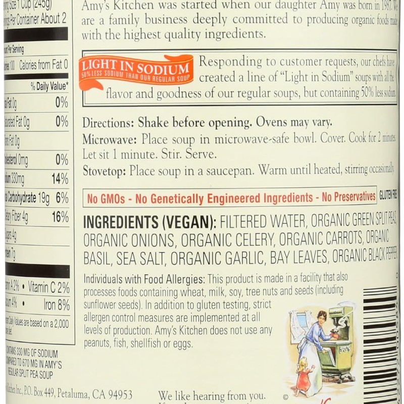 Amy's Organic Split Pea Soup, 14.1-Ounce Amy's Organic Split Pea Soup, 14.1-Ounce