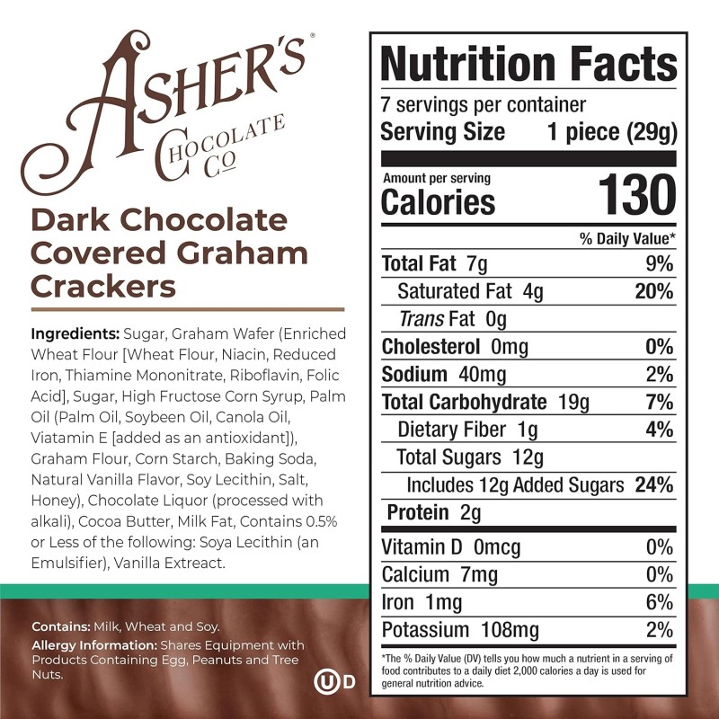 Asher's Dark Chocolate Graham Crackers Asher's Dark Chocolate Graham Crackers