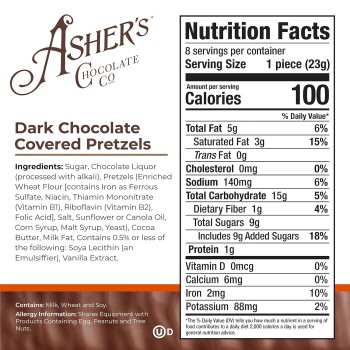 Asher's Dark Chocolate Covered Pretzels Asher's Dark Chocolate Covered Pretzels