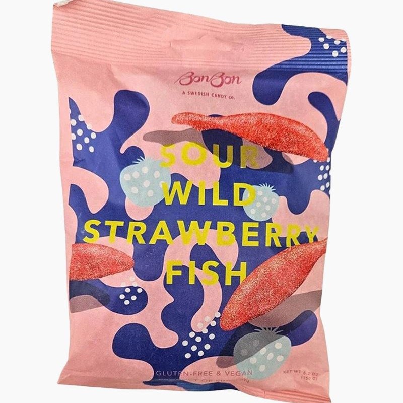 BonBon Sour Wild Strawberry Fish Swedish Candy BonBon Sour Wild Strawberry Fish Swedish Candy