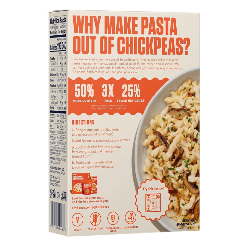 Banza Pasta Chickpea Gemelli Banza Pasta Chickpea Gemelli