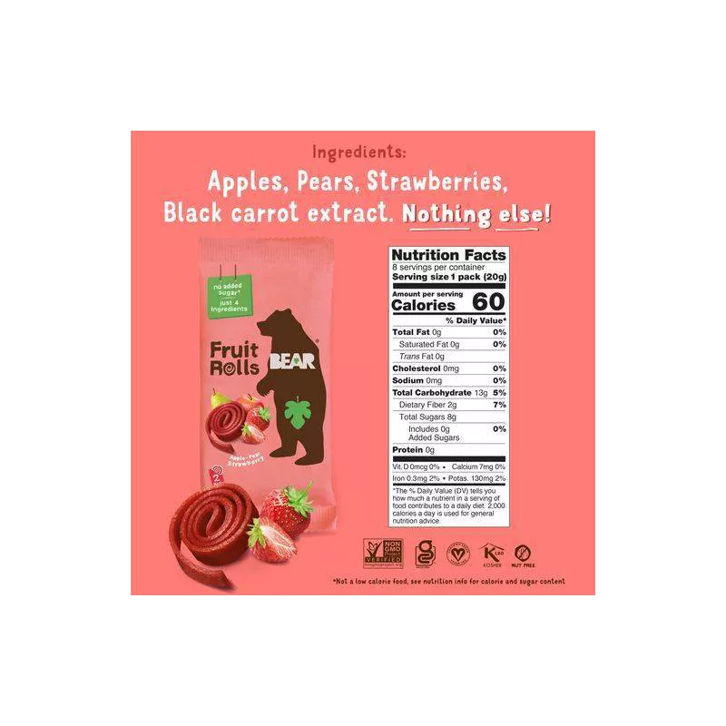 BEAR Strawberry Fruit Rolls BEAR Strawberry Fruit Rolls