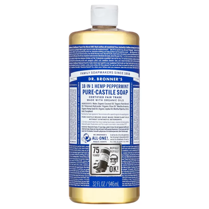 Dr. Bronner's Peppermint Castile Soap 32 Oz Dr. Bronner's Peppermint Castile Soap 32 Oz