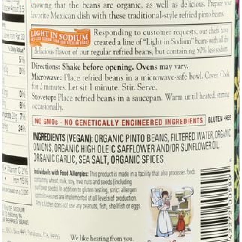 Amy's Organic Traditional Refried Beans light sodium Amy's Organic Traditional Refried Beans light sodium