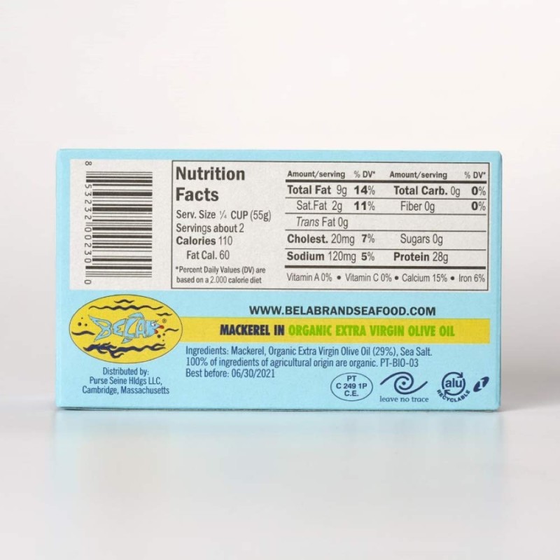 Bella Mackerel In Organic EVOO Bella Mackerel In Organic EVOO