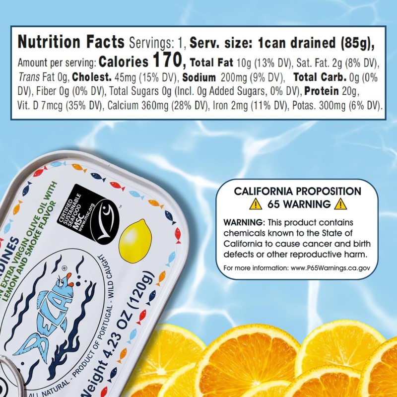 Bella Sardines In Organic EVOO With Lemon Bella Sardines In Organic EVOO With Lemon