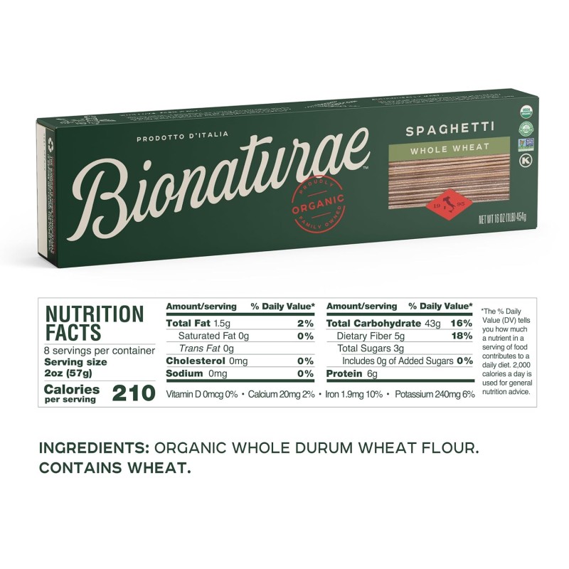 Bionature Organic Whole Wheat Spaghetti Bionature Organic Whole Wheat Spaghetti