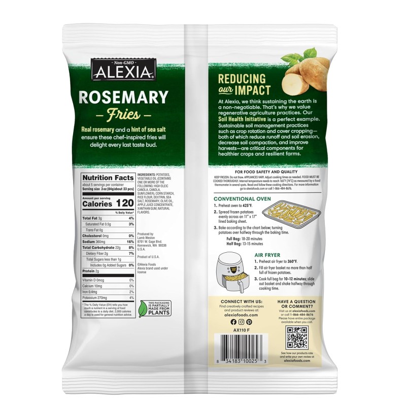 Alexia Crispy Rosemary Fries with Sea Salt 16 oz (Frozen) Alexia Crispy Rosemary Fries with Sea Salt 16 oz (Frozen)
