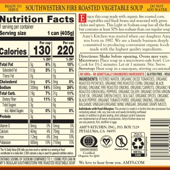Amy's Soup Organic Light in Sodium Southwestern Vegetable Fire Roasted