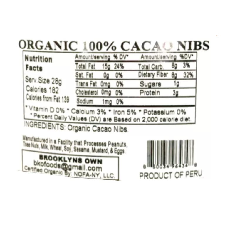 Brooklyn's Own Organic 100% Cacao Nibs Brooklyn's Own Organic 100% Cacao Nibs