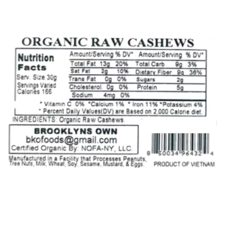 Brooklyn's Own Organic Cashews Raw Brooklyn's Own Organic Cashews Raw