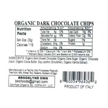 Brooklyn's Own Organic Dark Chocolate Chip Brooklyn's Own Organic Dark Chocolate Chip