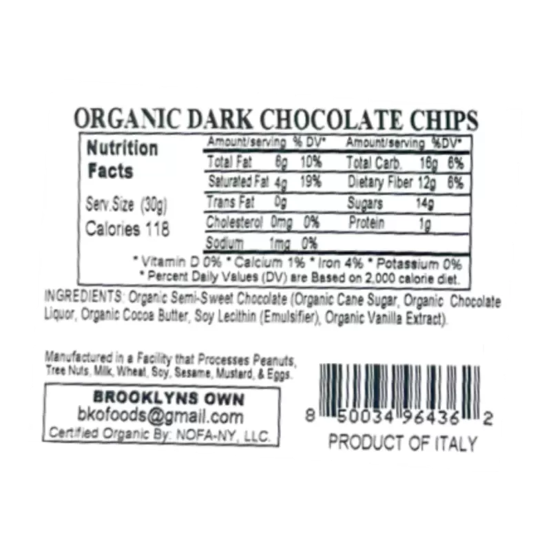 Brooklyn's Own Organic Dark Chocolate Chip Brooklyn's Own Organic Dark Chocolate Chip