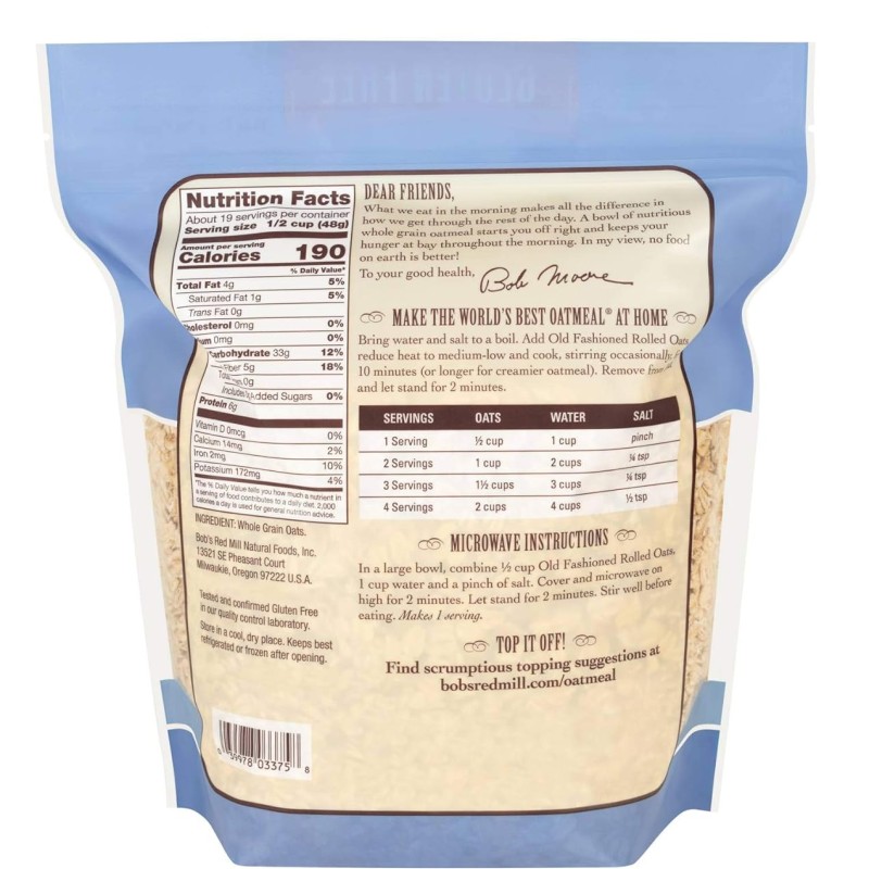 Bob's Red Mill GF Old Fashioned Rolled Oats 32oz Bob's Red Mill GF Old Fashioned Rolled Oats 32oz