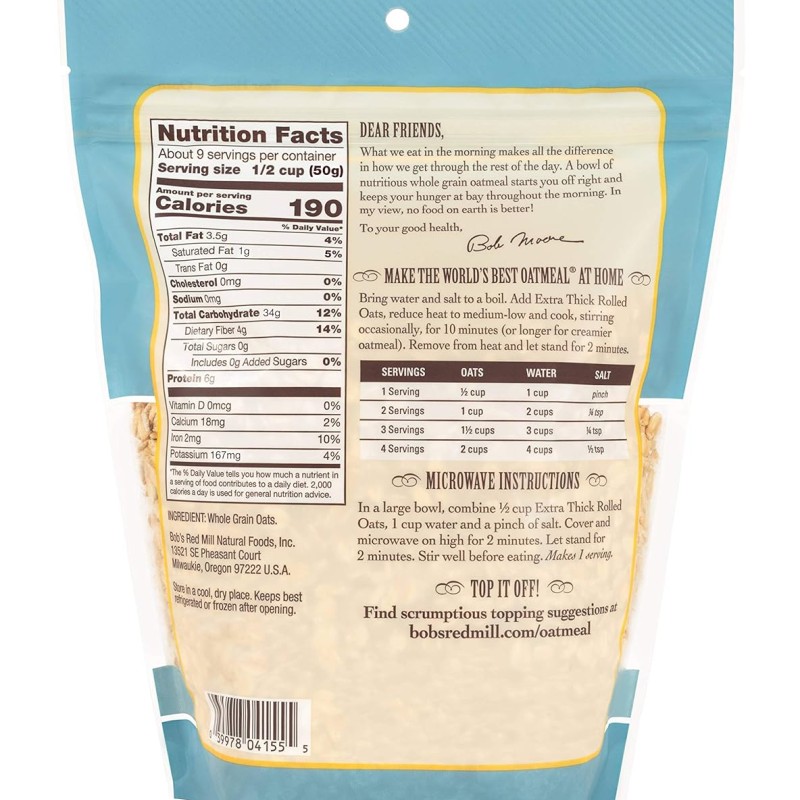 Bob's Red Mill Extra Thick Rolled Oats Bob's Red Mill Extra Thick Rolled Oats