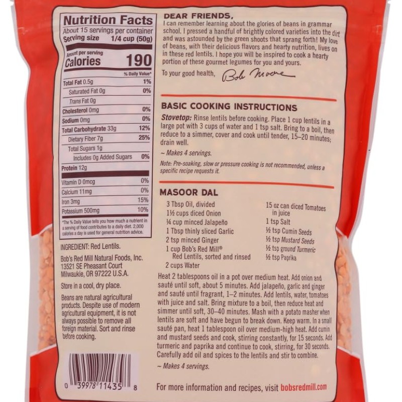 Bob's Red Mill Red Lentils Bob's Red Mill Red Lentils