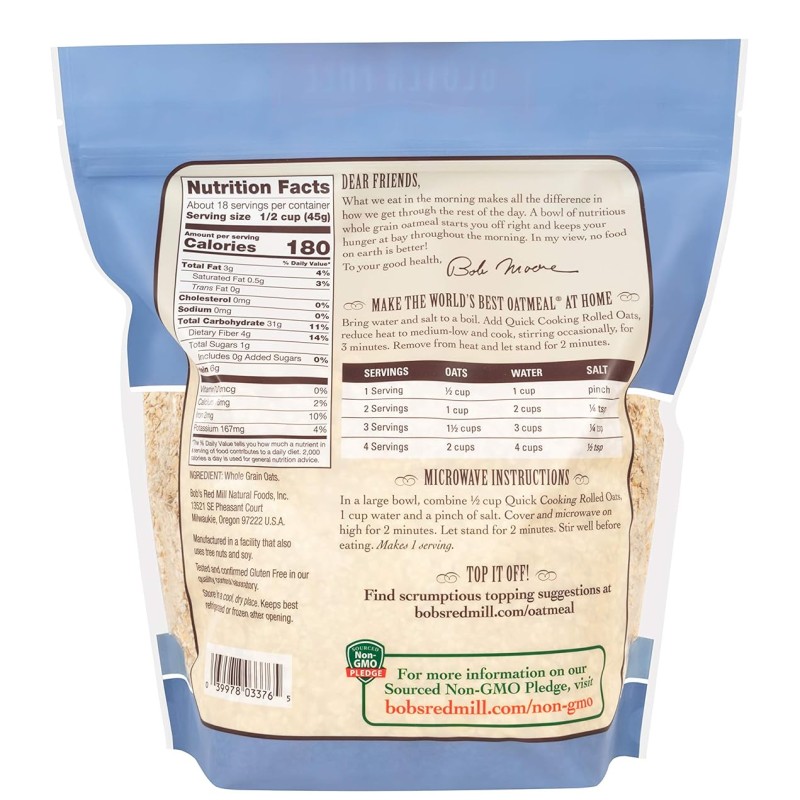 Bob's Red Mill Quick Cooking Rolled Oats Bob's Red Mill Quick Cooking Rolled Oats