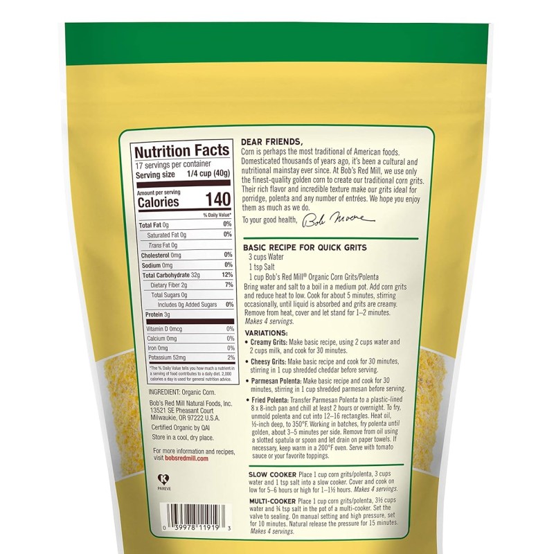Bob's Red Mill Organic Yellow Corn Polenta Bob's Red Mill Organic Yellow Corn Polenta