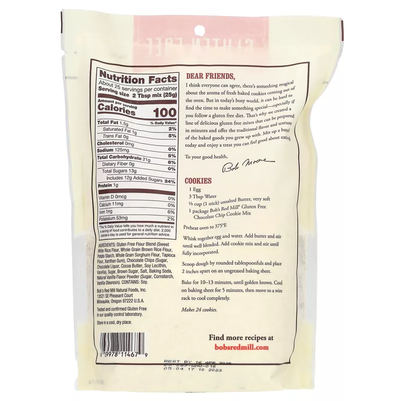 Bob's Red Mill Chocolate Chip Cookie Mix GF Bob's Red Mill Chocolate Chip Cookie Mix GF