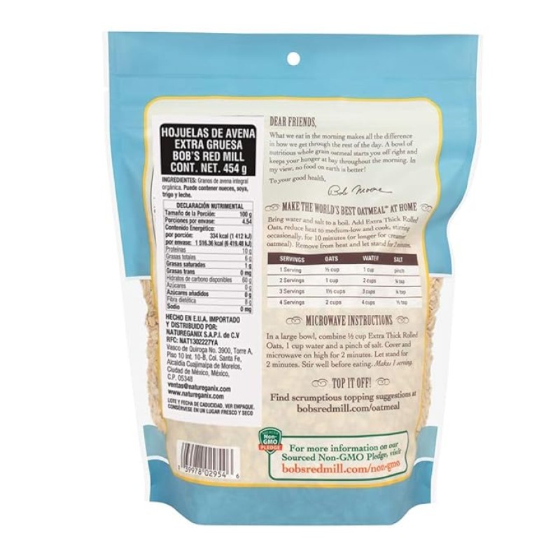 Bob's Red Mill Organic Extra Thick Rolled Oats Bob's Red Mill Organic Extra Thick Rolled Oats