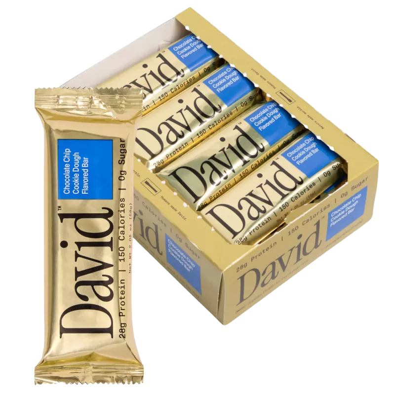 David Chocolate Chip Cookie Dough Flavored Protein Bar