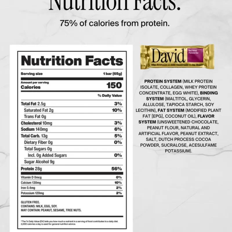 David Red Velvet Flavored Protein Bar David Red Velvet Flavored Protein Bar