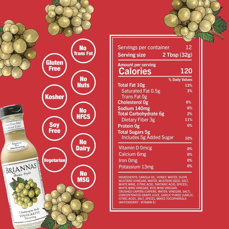 Briannas Home Style Champagne Vinaigrette Dressing Briannas Home Style Champagne Vinaigrette Dressing