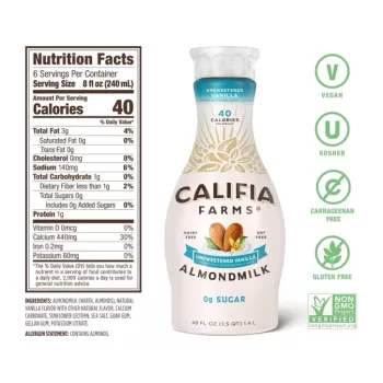 Califia Farms Unsweetened Vanilla Almondmilk Califia Farms Unsweetened Vanilla Almondmilk