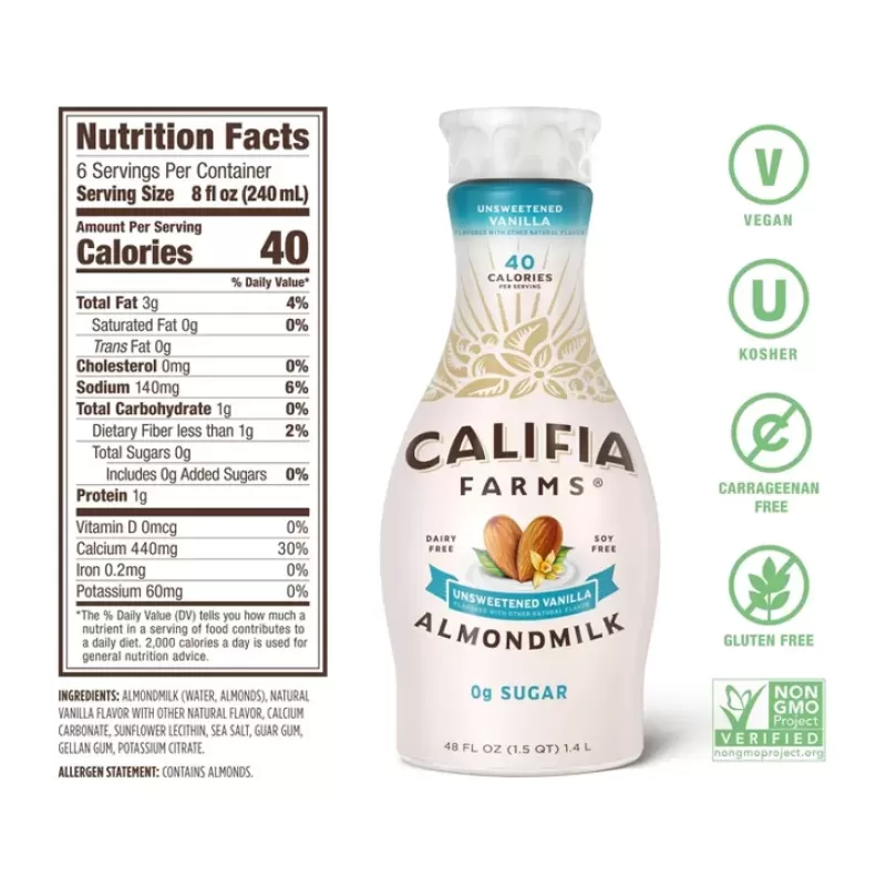 Califia Farms Unsweetened Vanilla Almondmilk Califia Farms Unsweetened Vanilla Almondmilk