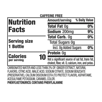Canada Dry Zero Sugar Ginger Ale 20 fl oz Bottle Canada Dry Zero Sugar Ginger Ale 20 fl oz Bottle